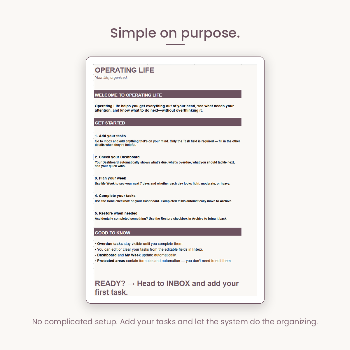 Operating Life: A Personal System for Getting Life Done (Google Sheets)
